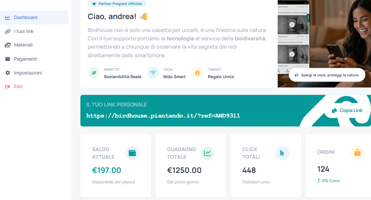 Bird House Affiliate Dashboard
